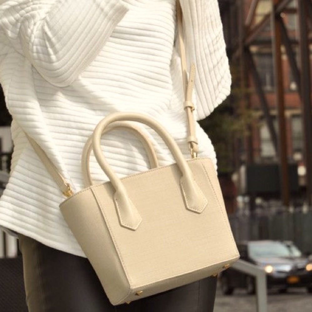DAGNE DOVER Tiny Gold Coated Canvas Vegan Leather Small Tote Crossbody Bag
